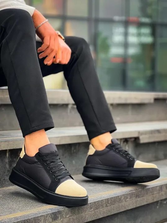 Kb-x46 Kuback Siyah Bej Yüksek Siyah Taban Günlük Spor Ayakkabı Kb-x46 Kuback Siyah Bej Yüksek Siyah Taban Günlük Spor Ayakkabı