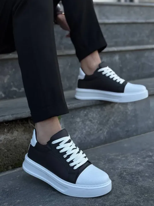 Kb-x46 Kuback Siyah Beyaz Yüksek Beyaz Taban Günlük Spor Ayakkabı Kb-x46 Kuback Siyah Beyaz Yüksek Beyaz Taban Günlük Spor Ayakkabı