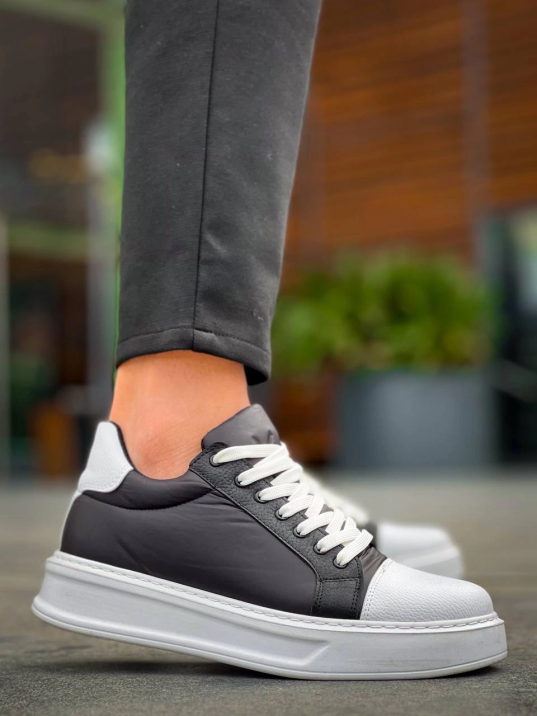 KB-X46 Kuback Siyah Beyaz Yüksek Beyaz Taban Günlük Spor Ayakkabı KB-X46 Kuback Siyah Beyaz Yüksek Beyaz Taban Günlük Spor Ayakkabı