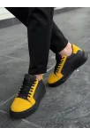 Kb-x46 Kuback Siyah Sarı Yüksek Siyah Taban Günlük Spor Ayakkabı