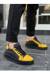 Kb-x46 Kuback Siyah Sarı Yüksek Siyah Taban Günlük Spor Ayakkabı