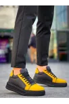 Kb-x46 Kuback Siyah Sarı Yüksek Siyah Taban Günlük Spor Ayakkabı