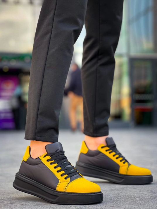 KB-X46 Kuback Siyah Sarı Yüksek Siyah Taban Günlük Spor Ayakkabı KB-X46 Kuback Siyah Sarı Yüksek Siyah Taban Günlük Spor Ayakkabı