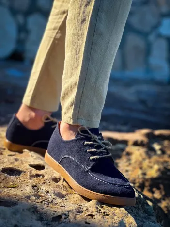 Kb-x5 Kuback Lacivert  Süet Bağcıklı  Günlük Erkek Ayakkabı