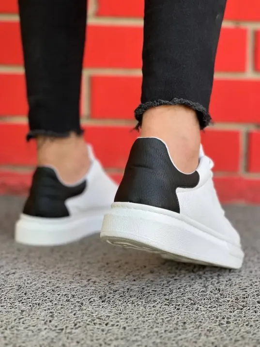 Kb-x500  Kuback Bağcıklı Beyaz Siyah  Günlük Erkek Ayakkabı