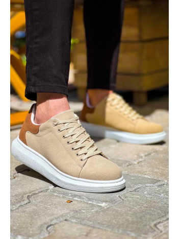 Kb-x500  Kuback Bej Taba Süet Yüksek Taban Bağcıklı Günlük Erkek Ayakkabı