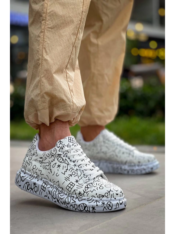 Kb-x500  Kuback  Beyaz Emoji Bağcıklı  Günlük Erkek  Ayakkabı