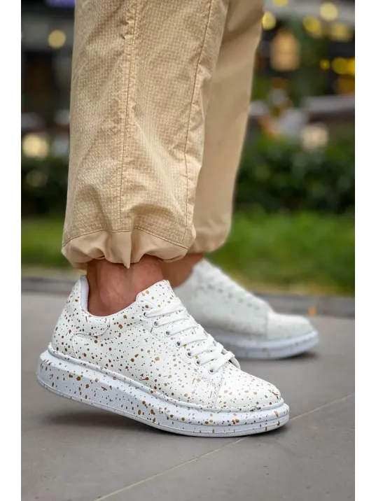 Kb-x500  Kuback Beyaz Gold  Bağcıklı  Günlük Erkek  Ayakkabı