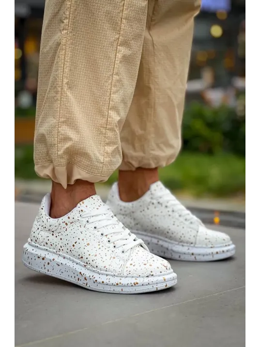 Kb-x500  Kuback Beyaz Gold  Bağcıklı  Günlük Erkek  Ayakkabı