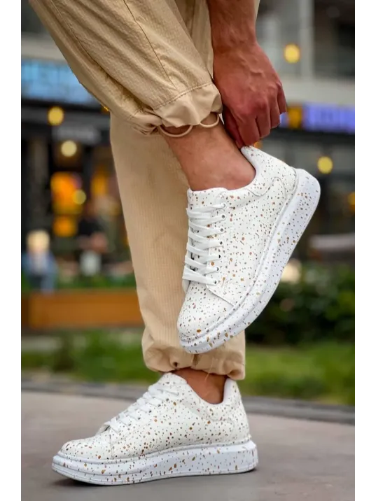 Kb-x500  Kuback Beyaz Gold  Bağcıklı  Günlük Erkek  Ayakkabı