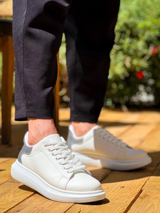 KB-X500  Kuback Beyaz Gümüş Yüksek Taban Bağcıklı Günlük Erkek Ayakkabı KB-X500  Kuback Beyaz Gümüş Yüksek Taban Bağcıklı Günlük Erkek Ayakkabı