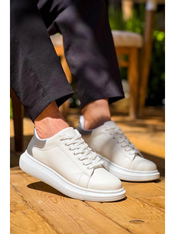 KB-X500  Kuback Beyaz Gümüş Yüksek Taban Bağcıklı Günlük Erkek Ayakkabı KB-X500  Kuback Beyaz Gümüş Yüksek Taban Bağcıklı Günlük Erkek Ayakkabı