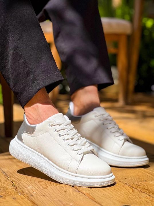 KB-X500  Kuback Beyaz Gümüş Yüksek Taban Bağcıklı Günlük Erkek Ayakkabı KB-X500  Kuback Beyaz Gümüş Yüksek Taban Bağcıklı Günlük Erkek Ayakkabı