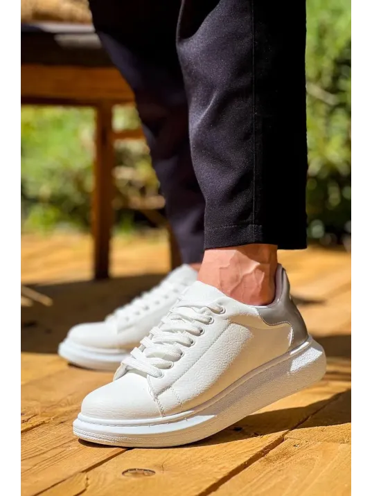 Kb-x500 Kuback Beyaz Gümüş Yüksek Taban Bağcıklı Günlük Erkek Ayakkabı Kb-x500 Kuback Beyaz Gümüş Yüksek Taban Bağcıklı Günlük Erkek Ayakkabı