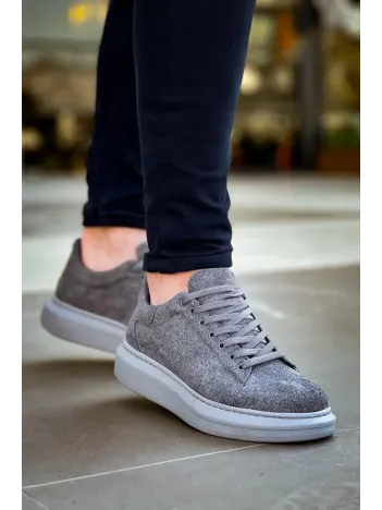 Kb-x500  Kuback Gri Süet Yüksek Taban Bağcıklı Günlük Erkek Ayakkabı