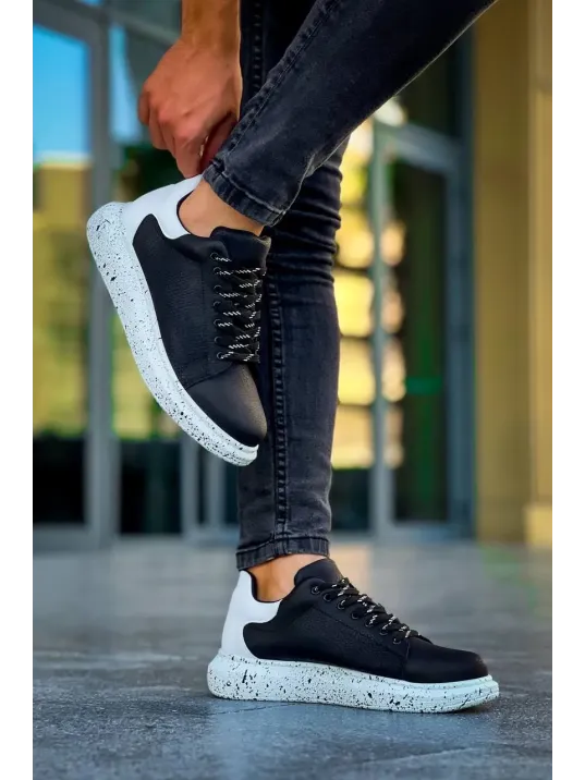 Kb-x500 Kuback Siyah Beyaz Yüksek Taban Bağcıklı Günlük Erkek Ayakkabı Kb-x500 Kuback Siyah Beyaz Yüksek Taban Bağcıklı Günlük Erkek Ayakkabı