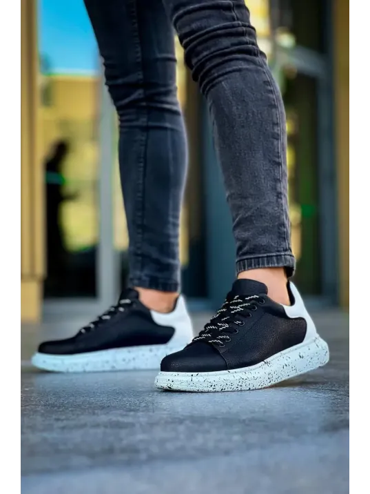 Kb-x500 Kuback Siyah Beyaz Yüksek Taban Bağcıklı Günlük Erkek Ayakkabı Kb-x500 Kuback Siyah Beyaz Yüksek Taban Bağcıklı Günlük Erkek Ayakkabı