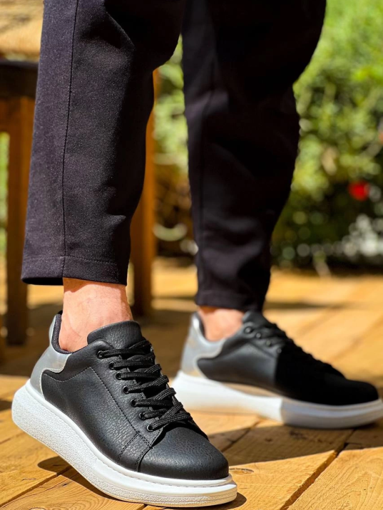 KB-X500  Kuback  Siyah Gümüş Yüksek Taban Bağcıklı Günlük Erkek Ayakkabı KB-X500  Kuback  Siyah Gümüş Yüksek Taban Bağcıklı Günlük Erkek Ayakkabı