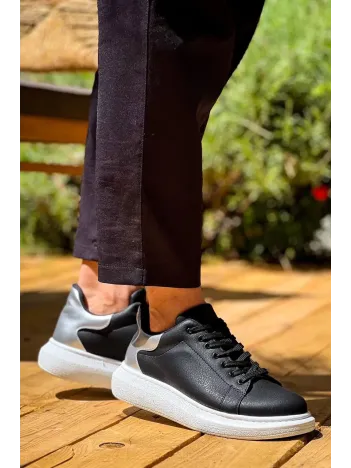 Kb-x500 Kuback Siyah Gümüş Yüksek Taban Bağcıklı Günlük Erkek Ayakkabı Kb-x500 Kuback Siyah Gümüş Yüksek Taban Bağcıklı Günlük Erkek Ayakkabı