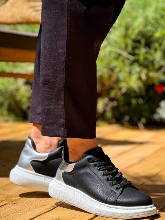 KB-X500  Kuback  Siyah Gümüş Yüksek Taban Bağcıklı Günlük Erkek Ayakkabı KB-X500  Kuback  Siyah Gümüş Yüksek Taban Bağcıklı Günlük Erkek Ayakkabı