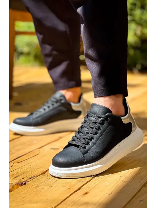 Kb-x500 Kuback Siyah Gümüş Yüksek Taban Bağcıklı Günlük Erkek Ayakkabı Kb-x500 Kuback Siyah Gümüş Yüksek Taban Bağcıklı Günlük Erkek Ayakkabı