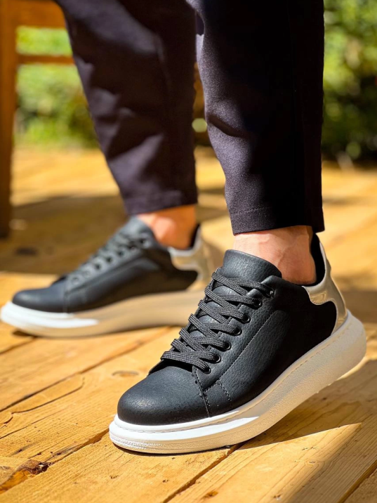 KB-X500  Kuback  Siyah Gümüş Yüksek Taban Bağcıklı Günlük Erkek Ayakkabı KB-X500  Kuback  Siyah Gümüş Yüksek Taban Bağcıklı Günlük Erkek Ayakkabı