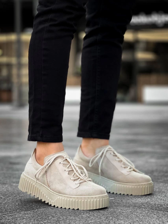 KB-X502  Kuback Bej Süet Yüksek Bej Taban Bağcık Detaylı Lastikli Günlük Erkek Ayakkabı KB-X502  Kuback Bej Süet Yüksek Bej Taban Bağcık Detaylı Lastikli Günlük Erkek Ayakkabı