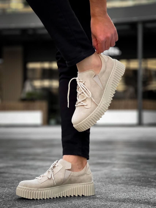 KB-X502  Kuback Bej Süet Yüksek Bej Taban Bağcık Detaylı Lastikli Günlük Erkek Ayakkabı KB-X502  Kuback Bej Süet Yüksek Bej Taban Bağcık Detaylı Lastikli Günlük Erkek Ayakkabı