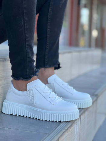 KB-X502  Kuback Beyaz Cilt Yüksek Beyaz Taban Bağcık Detaylı Lastikli Günlük Erkek Ayakkabı KB-X502  Kuback Beyaz Cilt Yüksek Beyaz Taban Bağcık Detaylı Lastikli Günlük Erkek Ayakkabı