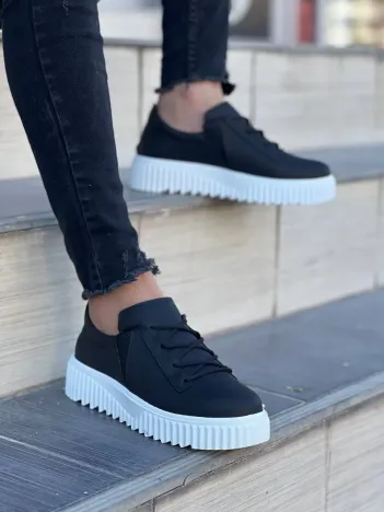 Kb-x502 Kuback Siyah Cilt Yüksek Beyaz Taban Bağcık Detaylı Lastikli Günlük Erkek Ayakkabı Kb-x502 Kuback Siyah Cilt Yüksek Beyaz Taban Bağcık Detaylı Lastikli Günlük Erkek Ayakkabı