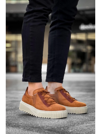 KB-X502  Kuback Taba Süet Yüksek Bej Taban Bağcık Detaylı Lastikli Günlük Erkek Ayakkabı KB-X502  Kuback Taba Süet Yüksek Bej Taban Bağcık Detaylı Lastikli Günlük Erkek Ayakkabı