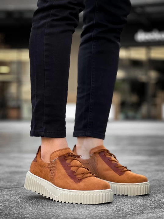 KB-X502  Kuback Taba Süet Yüksek Bej Taban Bağcık Detaylı Lastikli Günlük Erkek Ayakkabı KB-X502  Kuback Taba Süet Yüksek Bej Taban Bağcık Detaylı Lastikli Günlük Erkek Ayakkabı