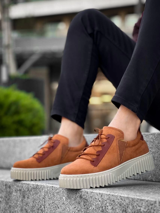 KB-X502  Kuback Taba Süet Yüksek Bej Taban Bağcık Detaylı Lastikli Günlük Erkek Ayakkabı KB-X502  Kuback Taba Süet Yüksek Bej Taban Bağcık Detaylı Lastikli Günlük Erkek Ayakkabı