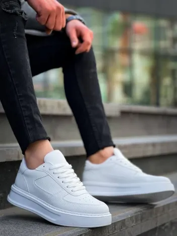 Kb-x8 Kuback Beyaz Cilt Beyaz Yüksek Taban Günlük Spor Ayakkabı