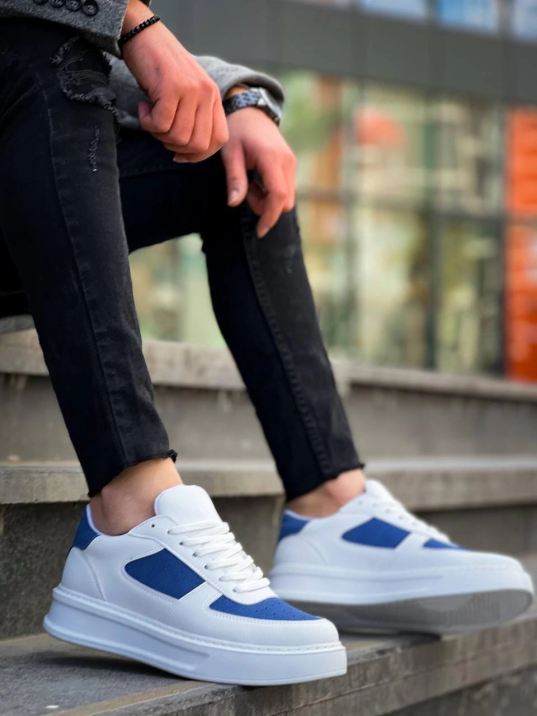 KB-X8 Kuback Beyaz Cilt Mavi Süet Detaylı Beyaz Yüksek Taban Günlük Spor Ayakkabı KB-X8 Kuback Beyaz Cilt Mavi Süet Detaylı Beyaz Yüksek Taban Günlük Spor Ayakkabı