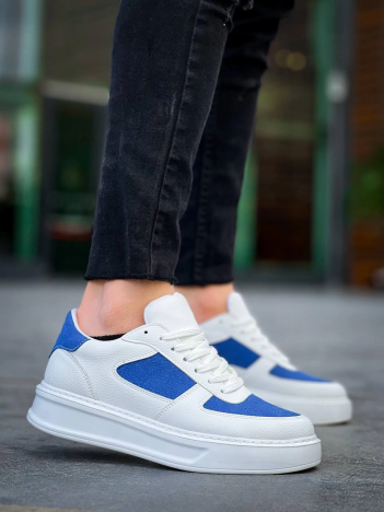 KB-X8 Kuback Beyaz Cilt Mavi Süet Detaylı Beyaz Yüksek Taban Günlük Spor Ayakkabı KB-X8 Kuback Beyaz Cilt Mavi Süet Detaylı Beyaz Yüksek Taban Günlük Spor Ayakkabı