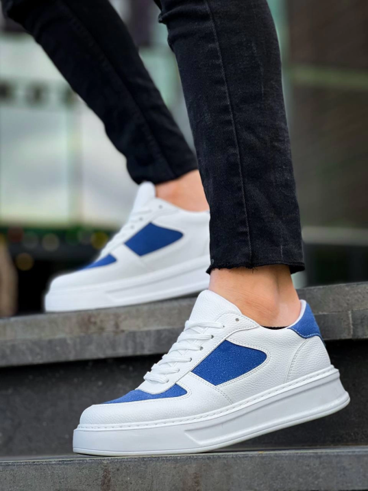 KB-X8 Kuback Beyaz Cilt Mavi Süet Detaylı Beyaz Yüksek Taban Günlük Spor Ayakkabı KB-X8 Kuback Beyaz Cilt Mavi Süet Detaylı Beyaz Yüksek Taban Günlük Spor Ayakkabı