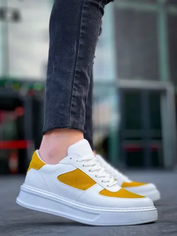 Kb-x8 Kuback Beyaz Cilt Sarı Süet Detaylı Beyaz Yüksek Taban Günlük Spor Ayakkabı Kb-x8 Kuback Beyaz Cilt Sarı Süet Detaylı Beyaz Yüksek Taban Günlük Spor Ayakkabı
