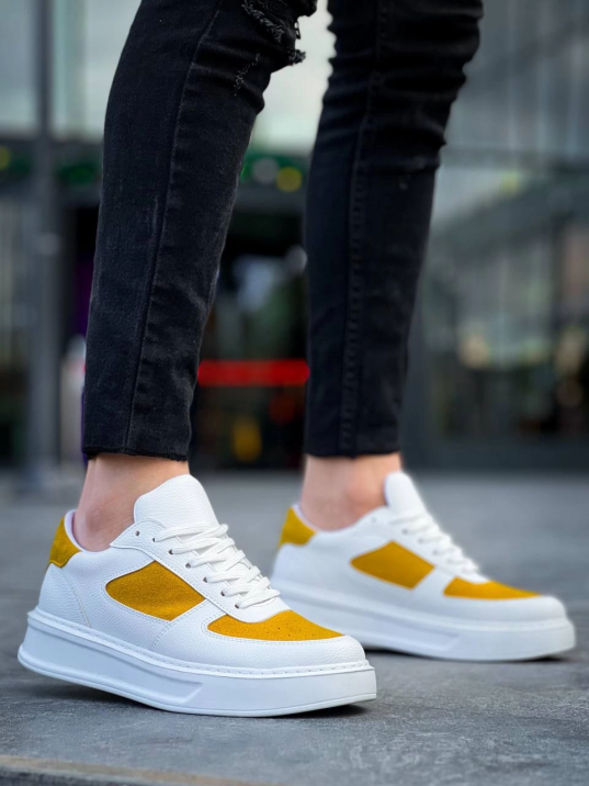 KB-X8 Kuback Beyaz Cilt Sarı Süet Detaylı Beyaz Yüksek Taban Günlük Spor Ayakkabı KB-X8 Kuback Beyaz Cilt Sarı Süet Detaylı Beyaz Yüksek Taban Günlük Spor Ayakkabı