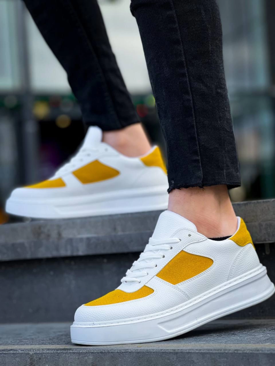 KB-X8 Kuback Beyaz Cilt Sarı Süet Detaylı Beyaz Yüksek Taban Günlük Spor Ayakkabı KB-X8 Kuback Beyaz Cilt Sarı Süet Detaylı Beyaz Yüksek Taban Günlük Spor Ayakkabı