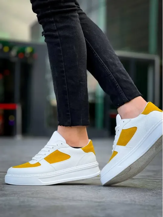Kb-x8 Kuback Beyaz Cilt Sarı Süet Detaylı Beyaz Yüksek Taban Günlük Spor Ayakkabı Kb-x8 Kuback Beyaz Cilt Sarı Süet Detaylı Beyaz Yüksek Taban Günlük Spor Ayakkabı
