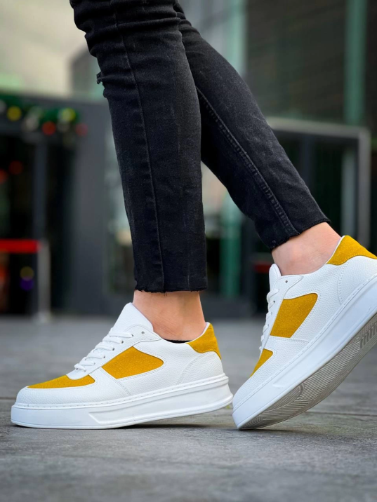 KB-X8 Kuback Beyaz Cilt Sarı Süet Detaylı Beyaz Yüksek Taban Günlük Spor Ayakkabı KB-X8 Kuback Beyaz Cilt Sarı Süet Detaylı Beyaz Yüksek Taban Günlük Spor Ayakkabı