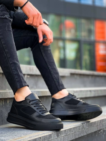 KB-X8 Kuback Siyah Cilt Siyah Süet  Detaylı Siyah Yüksek Taban Günlük Spor Ayakkabı KB-X8 Kuback Siyah Cilt Siyah Süet  Detaylı Siyah Yüksek Taban Günlük Spor Ayakkabı