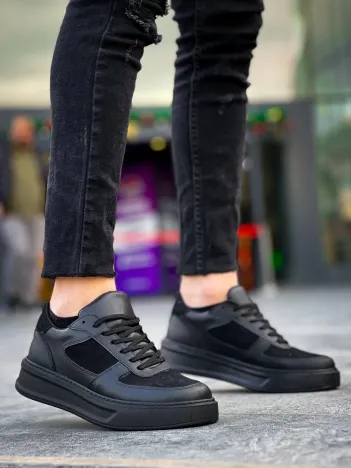 Kb-x8 Kuback Siyah Cilt Siyah Süet Detaylı Siyah Yüksek Taban Günlük Spor Ayakkabı Kb-x8 Kuback Siyah Cilt Siyah Süet Detaylı Siyah Yüksek Taban Günlük Spor Ayakkabı