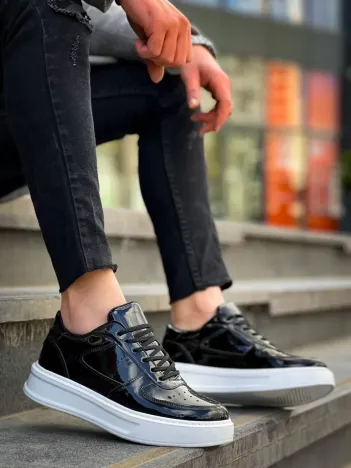 Kb-x8 Kuback Siyah Rugan Detaylı Beyaz Yüksek Taban Günlük Spor Ayakkabı