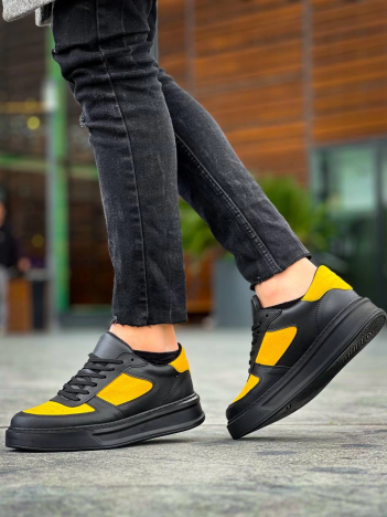 KB-X8 Kuback Siyah Sarı Cilt Yüksek Taban Günlük Spor Ayakkabı KB-X8 Kuback Siyah Sarı Cilt Yüksek Taban Günlük Spor Ayakkabı