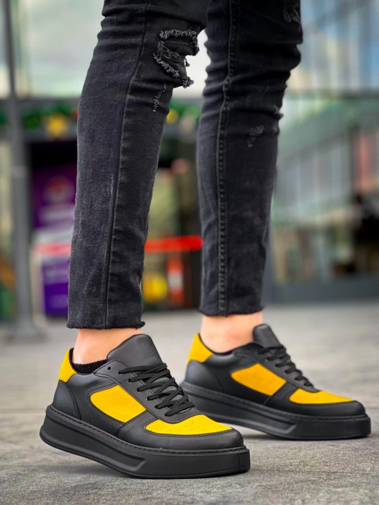 KB-X8 Kuback Siyah Sarı Cilt Yüksek Taban Günlük Spor Ayakkabı KB-X8 Kuback Siyah Sarı Cilt Yüksek Taban Günlük Spor Ayakkabı