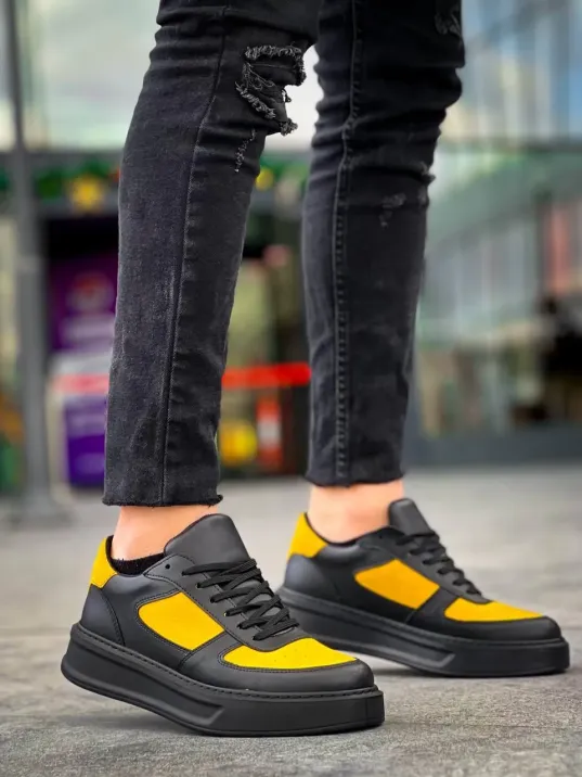 Kb-x8 Kuback Siyah Sarı Cilt Yüksek Taban Günlük Spor Ayakkabı Kb-x8 Kuback Siyah Sarı Cilt Yüksek Taban Günlük Spor Ayakkabı