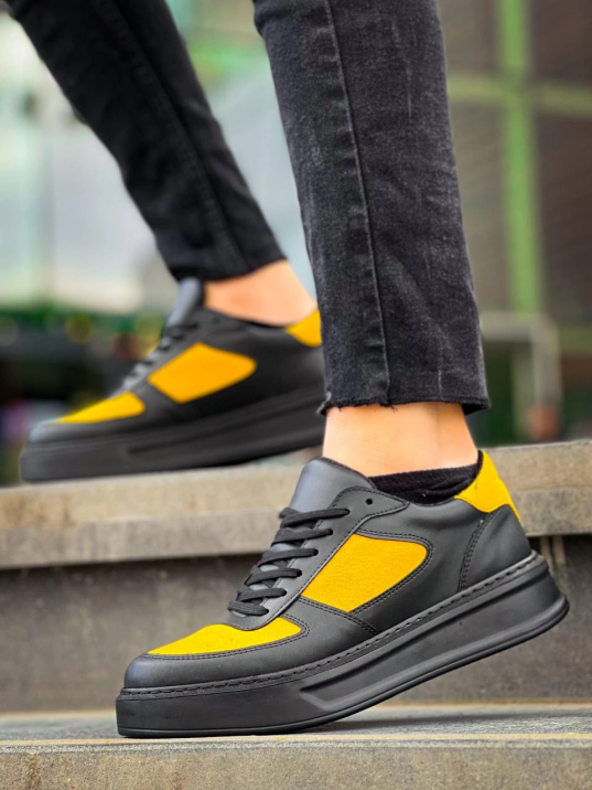 KB-X8 Kuback Siyah Sarı Cilt Yüksek Taban Günlük Spor Ayakkabı KB-X8 Kuback Siyah Sarı Cilt Yüksek Taban Günlük Spor Ayakkabı