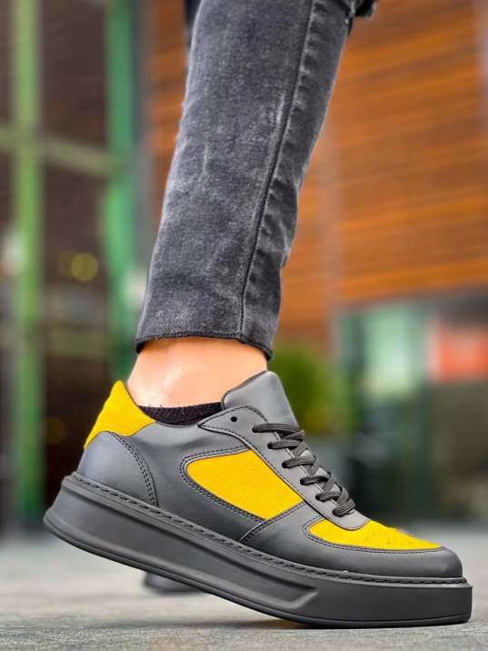 KB-X8 Kuback Siyah Sarı Cilt Yüksek Taban Günlük Spor Ayakkabı KB-X8 Kuback Siyah Sarı Cilt Yüksek Taban Günlük Spor Ayakkabı